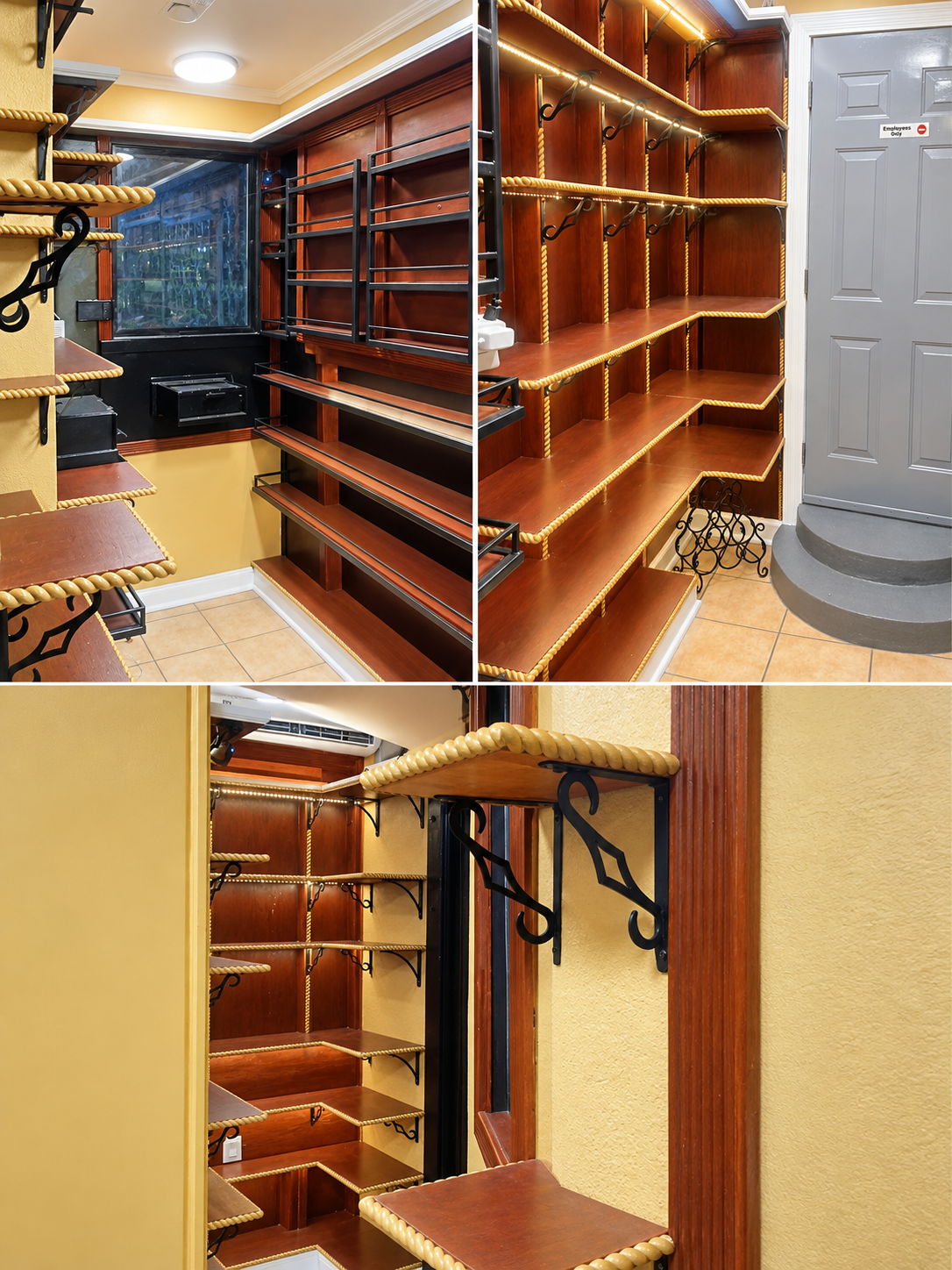Wood shelving display room